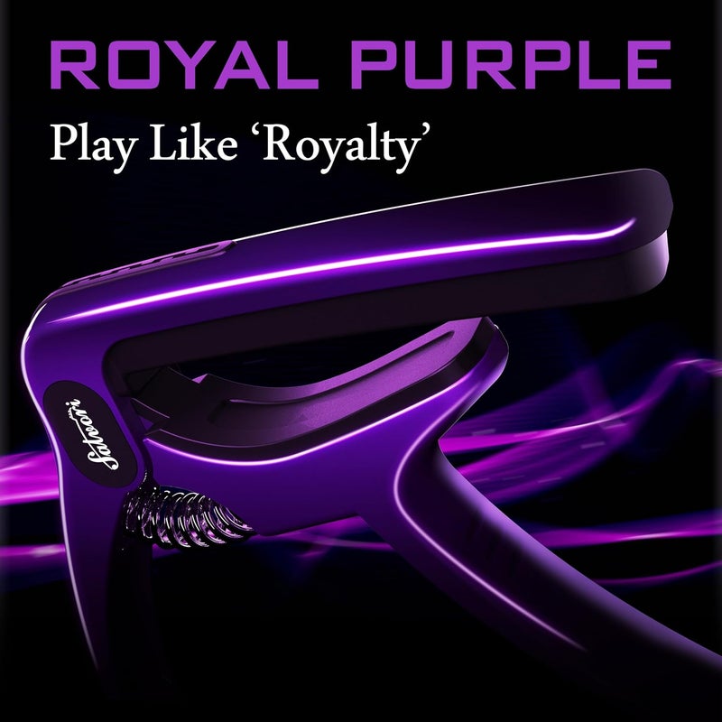 Salvori Exclusive Gradient ‘Royal Silk’ Purple Heavy-Duty Guitar Capo for Acoustic/Electric Guitar with 4 Picks, Guitar Clip/Guitar Clamp - Image 2